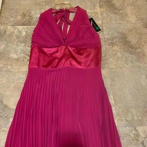 Halter pleated evening dress